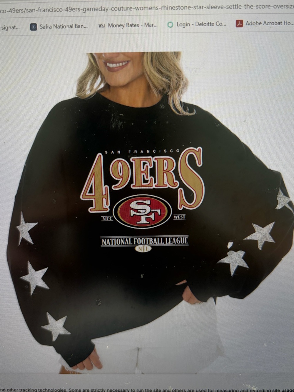 San Francisco 49ers Black Star Sleeve Crewneck Sweatshirt